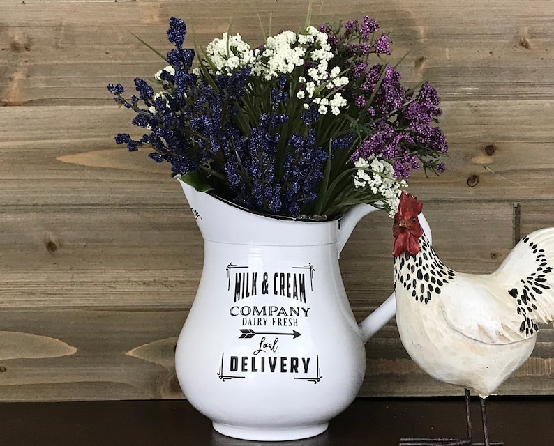 Farmhouse Metal Milk and Cream Pitcher Vintage Inspired Etsy