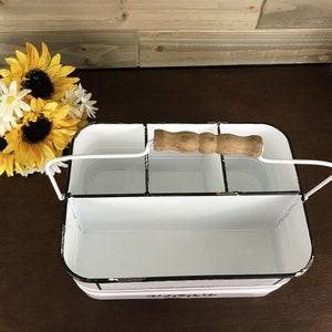 Farmhouse Kitchen Utensil Holder, The Gathering Place Silverware Caddy, Picnic or Camping Napkin Organizer, Party Plate Storage Container image 5
