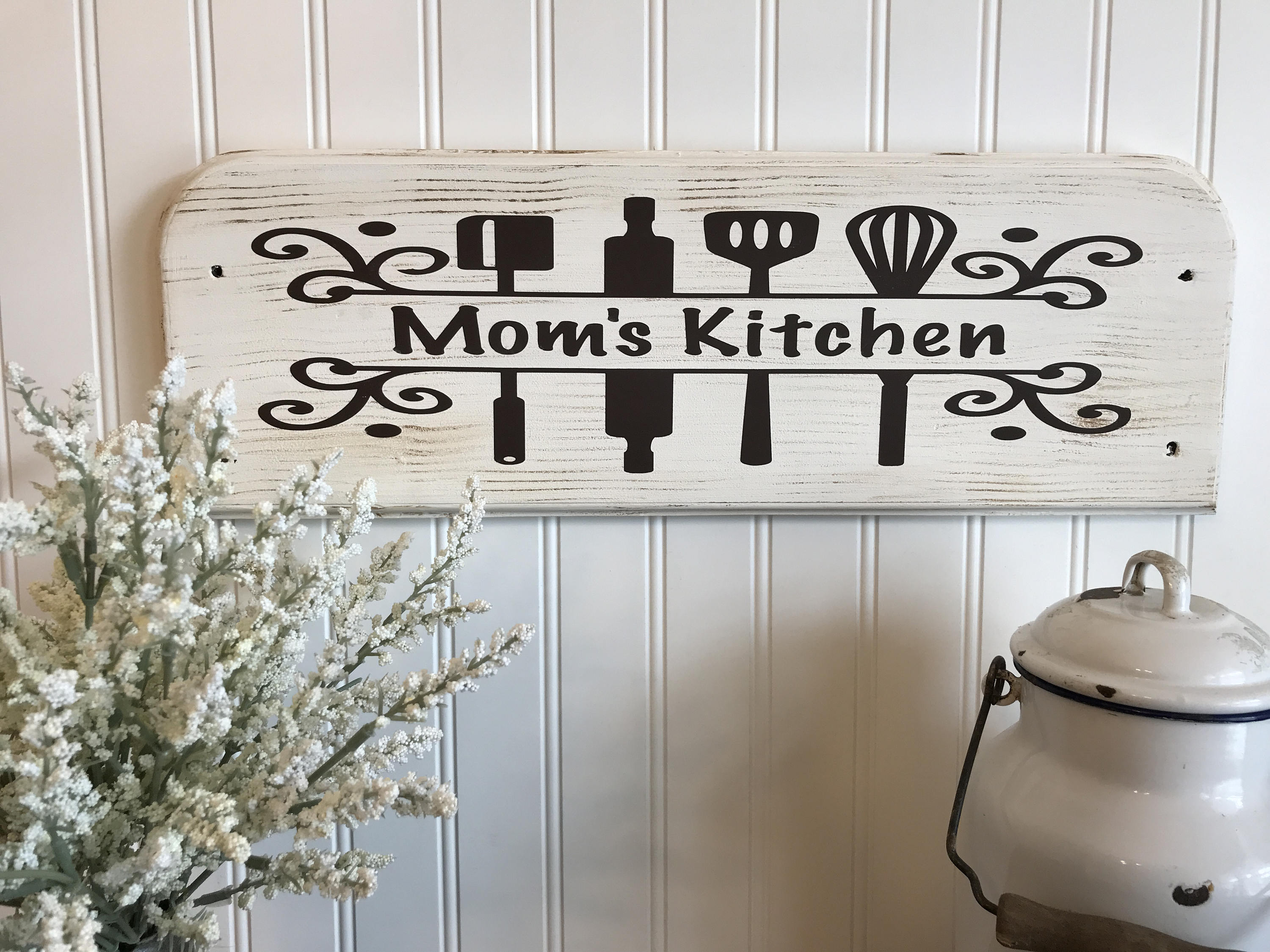 Mom's Kitchen Sign Gift For Mom Farmhouse Signs Etsy