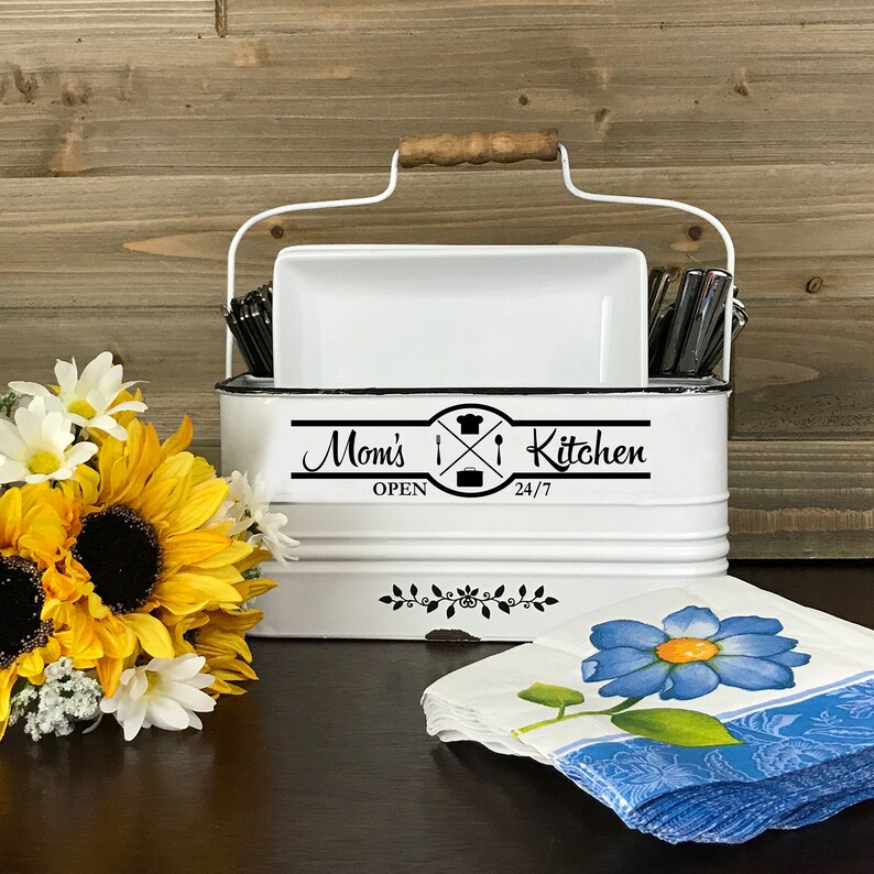 Farmhouse Napkin Utensil Holder Mom's Kitchen Storage Etsy