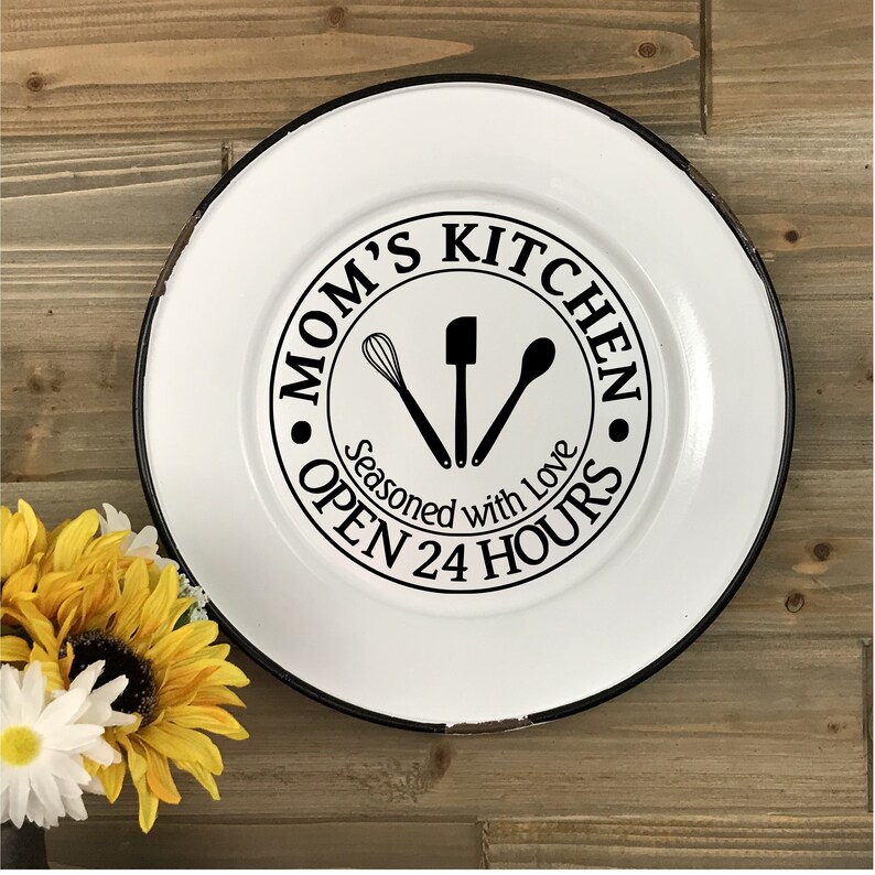 Farmhouse Moms Kitchen Metal Wall Plate Rustic Country Enamel Etsy