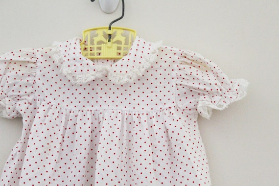 vintage 80s 3 Piece Little Girls Dress Red and Wh… - image 3
