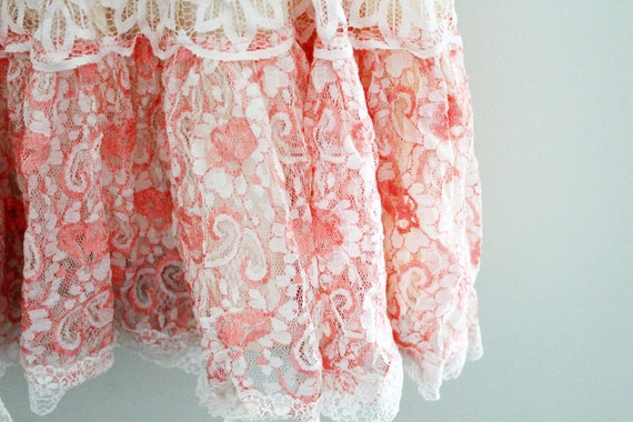 vintage 80s Little Girls Hand Dyed Coral Peach Su… - image 3