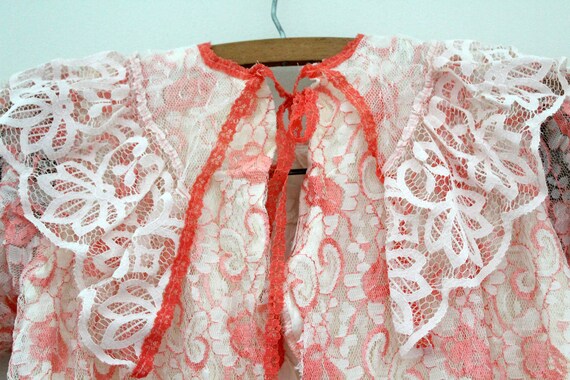 vintage 80s Little Girls Hand Dyed Coral Peach Su… - image 7