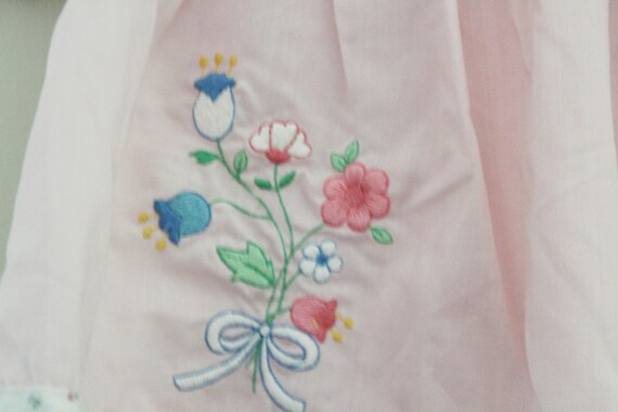 vintage 80s Baby Girls Dress Pink and White Flora… - image 6