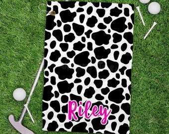 Golf Towel Cow Golf Towel Personalized Cow Golf Towel Womans Golf Towel Animal Golf Towel Womans Golf Personalized Golf Towel Tennis Towel