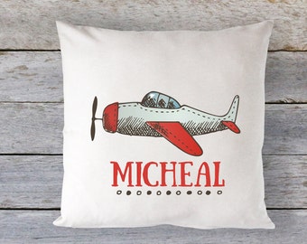Personalised Boys Cushion Bedroom Decor Planes Airoplane Aeroplane Vintage Gift
