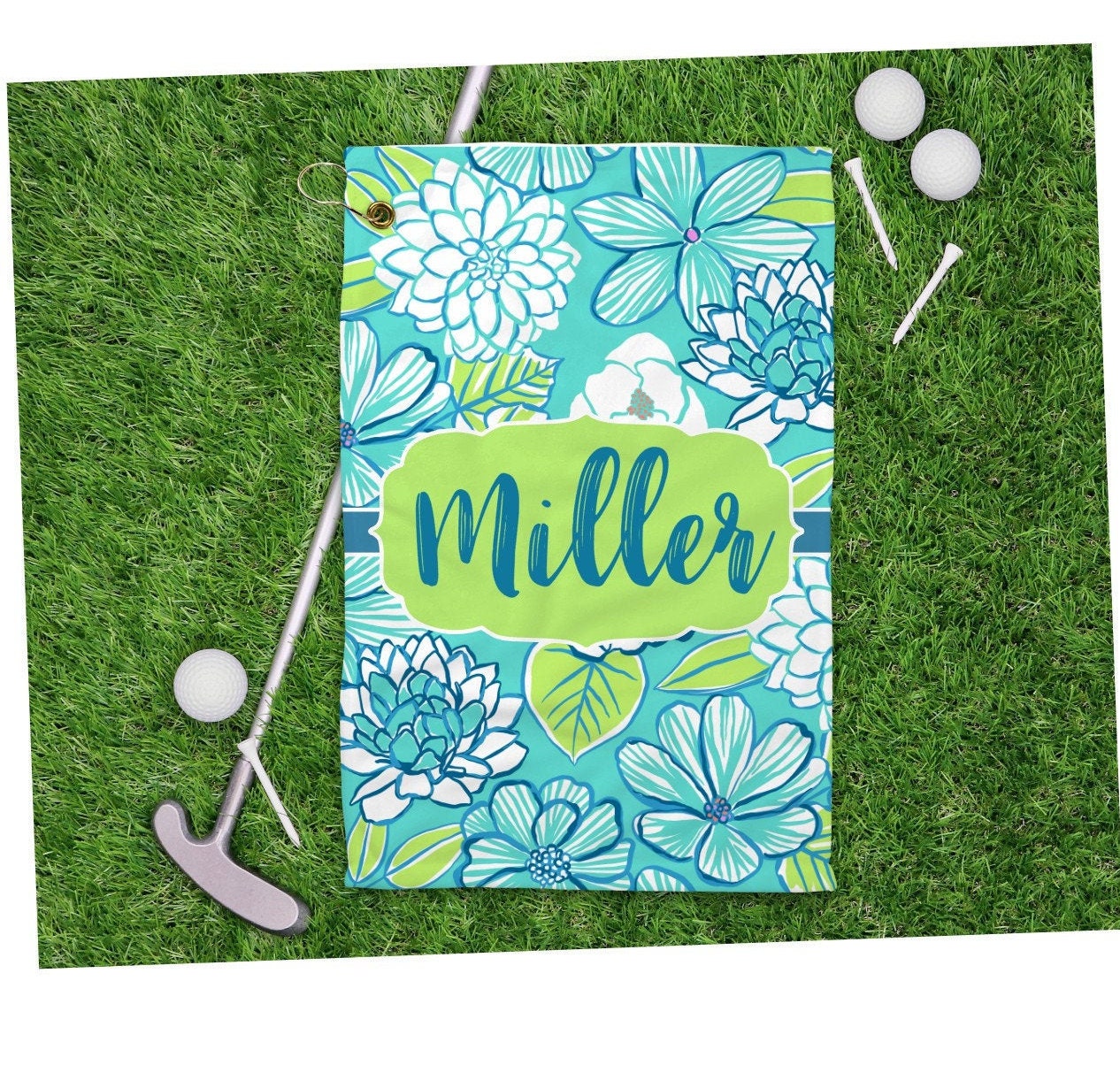 Golf Towel Womans Golf Towel Flower Golf Towel Personalized Etsy UK