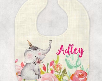 Baby Bib Personalized Bib Girls Bib Personalized Baby Bib Personalized Baby Gift Elephant Baby Bib Elephant Bib RyElle, Shower Gift