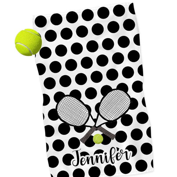 Personalized Tennis Towel Womans Tennis towel Polka Dot Tennis Towel Tennis League Gift Tennis Gift Womans Tennis Girls Tennis Gift RyElle