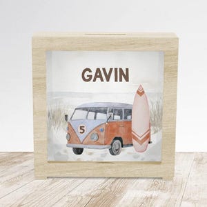 Personalized Surfing Wood Bank Surfing Decor Girls Shadow Box