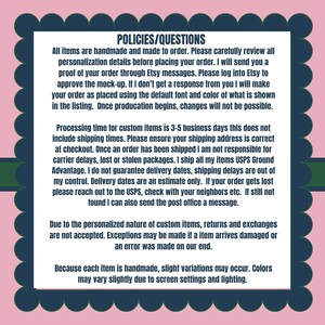 a set of policies and questions regarding the handling of custom items, including returning and exchanging items, and the acceptance of returns and exchanges.