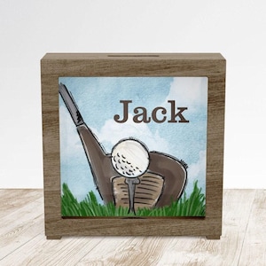 Personalized Golf Bank, Boys Wood Golf Bank, Personalized Golf Gift for Boys, Men's Golf Gift, Golf Gift for Boys, Christmas Golf Gift