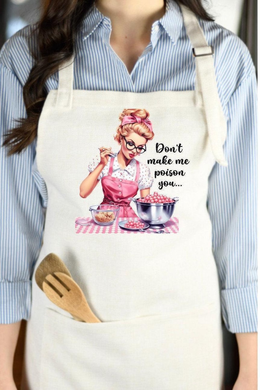 Funny Woman's Linen Apron, Don't Make Me Poison You Apron, Funny ...