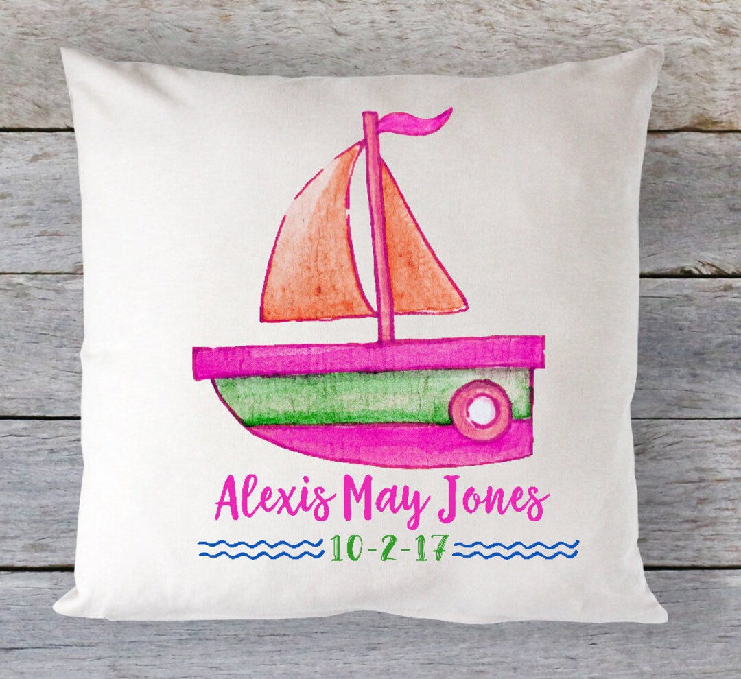 Sailboat Pillow Boat Pillow Personalized Baby Pillow Etsy