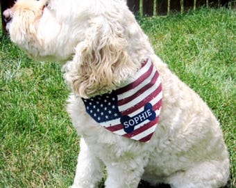 Personalized Dog Bandana USA Dog Bandana Military Dog Bandana Dog Bandana United States Dog Bandana 4th of July Dog Bandana RyElle