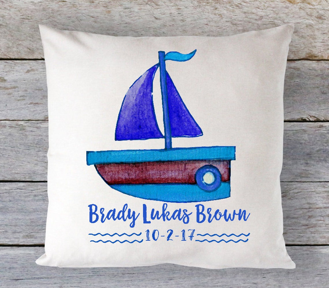 Sailboat Pillow Boat Pillow Personalized Baby Pillow Etsy