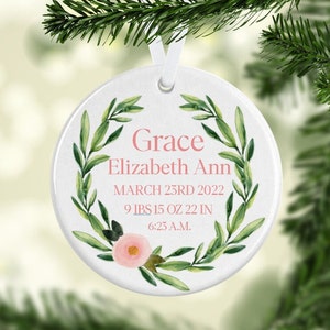 Baby Ornament Baby Girl Ornament Baby Stat Ornament Personalized Baby Ornament Baby Gift Baby Girl Ornament Personalized Christmas Ornament
