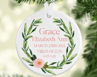 Baby Ornament Baby Girl Ornament Baby Stat Ornament Personalized Baby Ornament Baby Gift Baby Girl Ornament Personalized Christmas Ornament