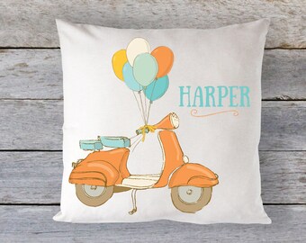 Boys Pillow Personalized Boys Pillow Scooter Pillow Balloon Pillow Baby Boy Gift Boys Decor Baby Boy Personalized Gift RyElle Baby Gift