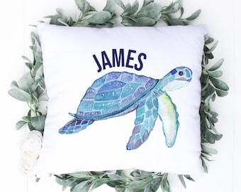 Turtle Pillow, Personalized Sea turtle pillow, Baby Boy Turtle Decor, Kids Turtle Gift, Blue Turtle, Girls Turtle Pillow, Christmas Turtle