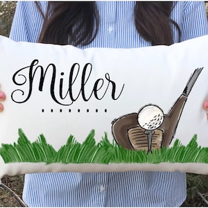 Personalized Golf Pillow: Velvet or Burlap, Golfing Gift