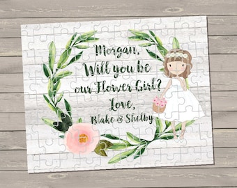Flower Girl Puzzle Personalized Watercolor Puzzle Personalized Puzzle Watercolor Puzzle Wedding Puzzle Flower Girl Gift RyElle Puzzle