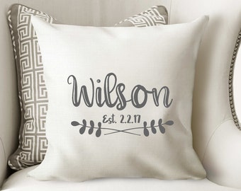 Name Pillow, Personalized Pillow, House Warming Pillow, Wedding Gift, Real Estate Gift, Personalized Wedding Gift, Last Name Pillow, RyElle