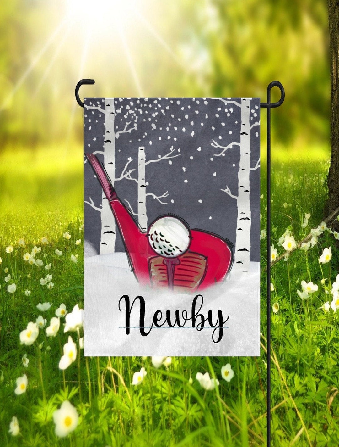 Christmas Gift Golf Flag Personalized Golf Flag Winter Flag Winter Golf