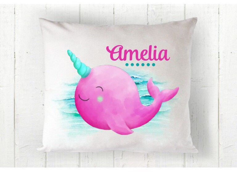 Narwhal Nursing Pillow Cover Sea Animal Whale Throw Pillow Sea Animals Nursery Pillow, Under