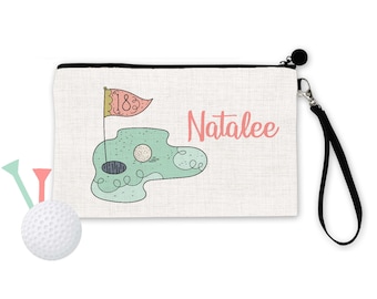 Golf Gift Makeup Bag Golfing Gift Linen Makeup Bag Cosmetic Tote Personalized Cosmetic Bag Personalized Makeup Bag Personalized Bag RyElle