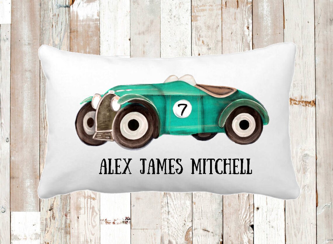 Race Car Pillow Boys Car Pillow Car Pillow Personalized Boys Etsy