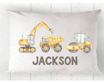Personalized Truck Pillow, Boys Construction Pillow, Baby Boy Gift, Boys Dump Truck Pillow, Babys Birthday Gift