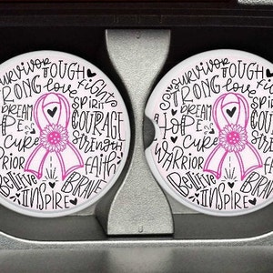 Breast Cancer Gift Breast Cancer Car Coaster Cancer Coaster Chemo Gift Breast Cancer Fighter Cancer Gift Sandstone Car Coaster RyElle