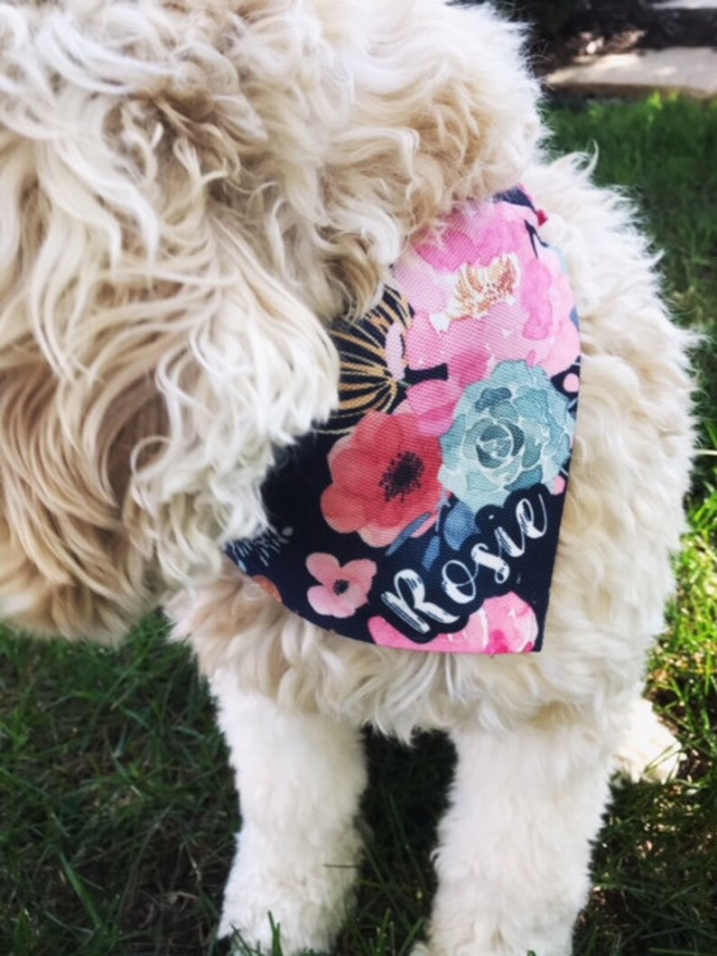 Personalized Dog Bandana Girl Dog Bandana Flower Dog Bandana Etsy