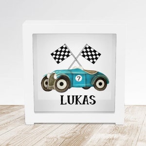 Boys Bank Personalized Bank Kids Bank Racecar Gift Red Car Baby Boy Gift Personalized Baby Gift Boys Birthday Gift Boys Bank  Shadow Box