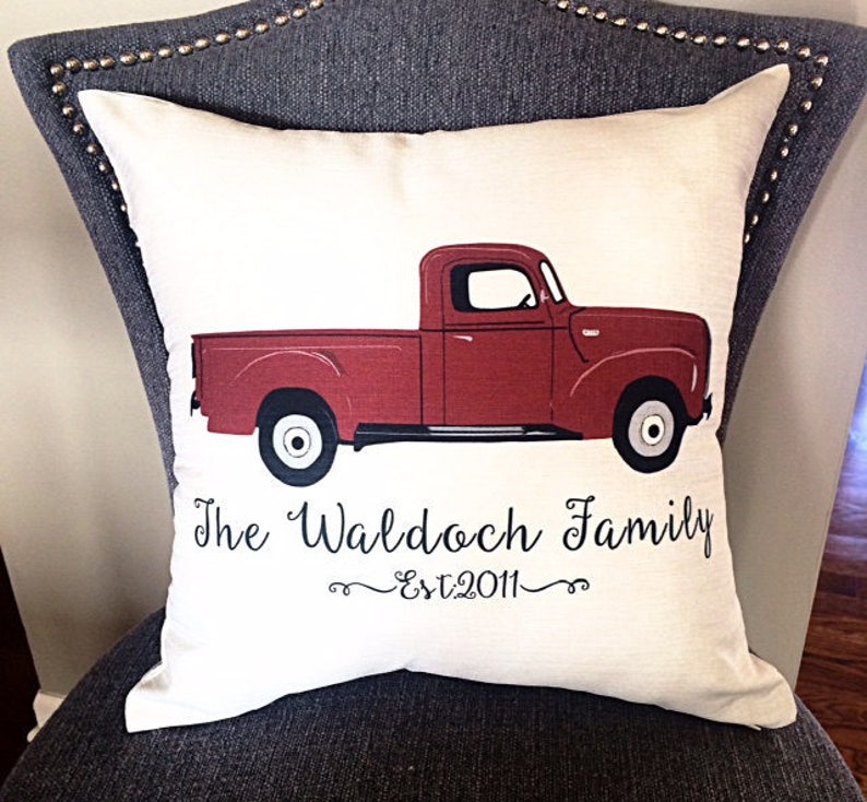 Red Truck Pillow Personalized Pillow House Warming Pillow Etsy
