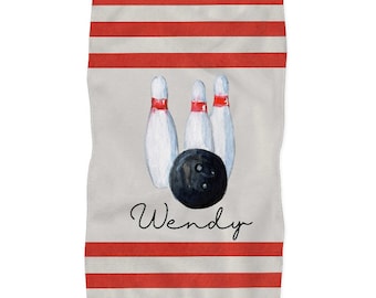 Bowling Towel Personalized Bowling Towel Mens Bowling Towel Womans Bowling Towel Red Bowling Towel Sports Towel Bowling Gift RyElle Towel