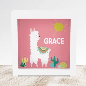 Llama Bank Girls Birthday Gift Wood Bank Personalized Bank Personalized Girls Birthday Gift Llama Decor Baby Girl Gift Personalized Gift