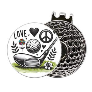 Peace Golf Ball Marker, Woman&#39;s Magnetic Golf Ball Marker, Ladies Golf League Gift, Golf Divot Tool, Golf Hat Clip, Girls Golf Gift