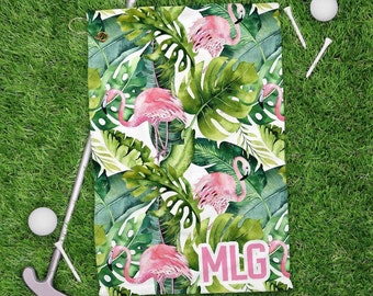 Tropical Golf Towel Flamingo Golf Towel Monogrammed Golf Towel Personalized Golf Towel Ladies Golf Towel Tennis Towel Towel Sports Towel