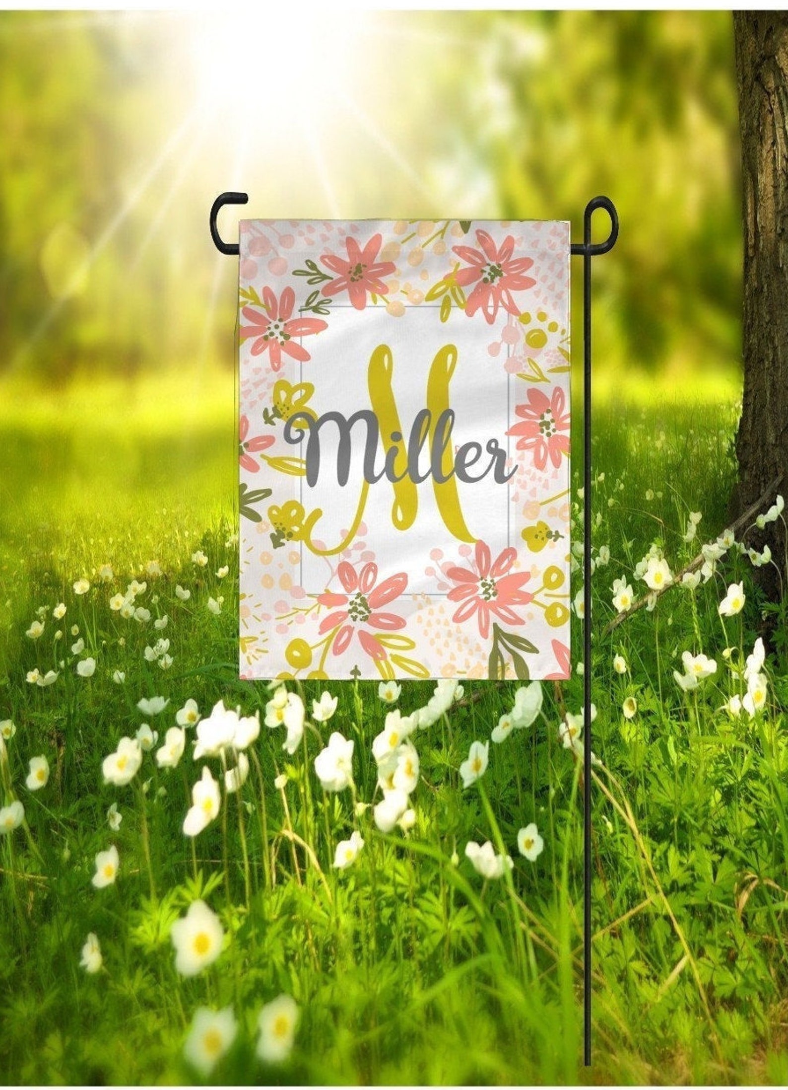Garden Flag House Flag Personalized Garden Flag Flower Garden Etsy
