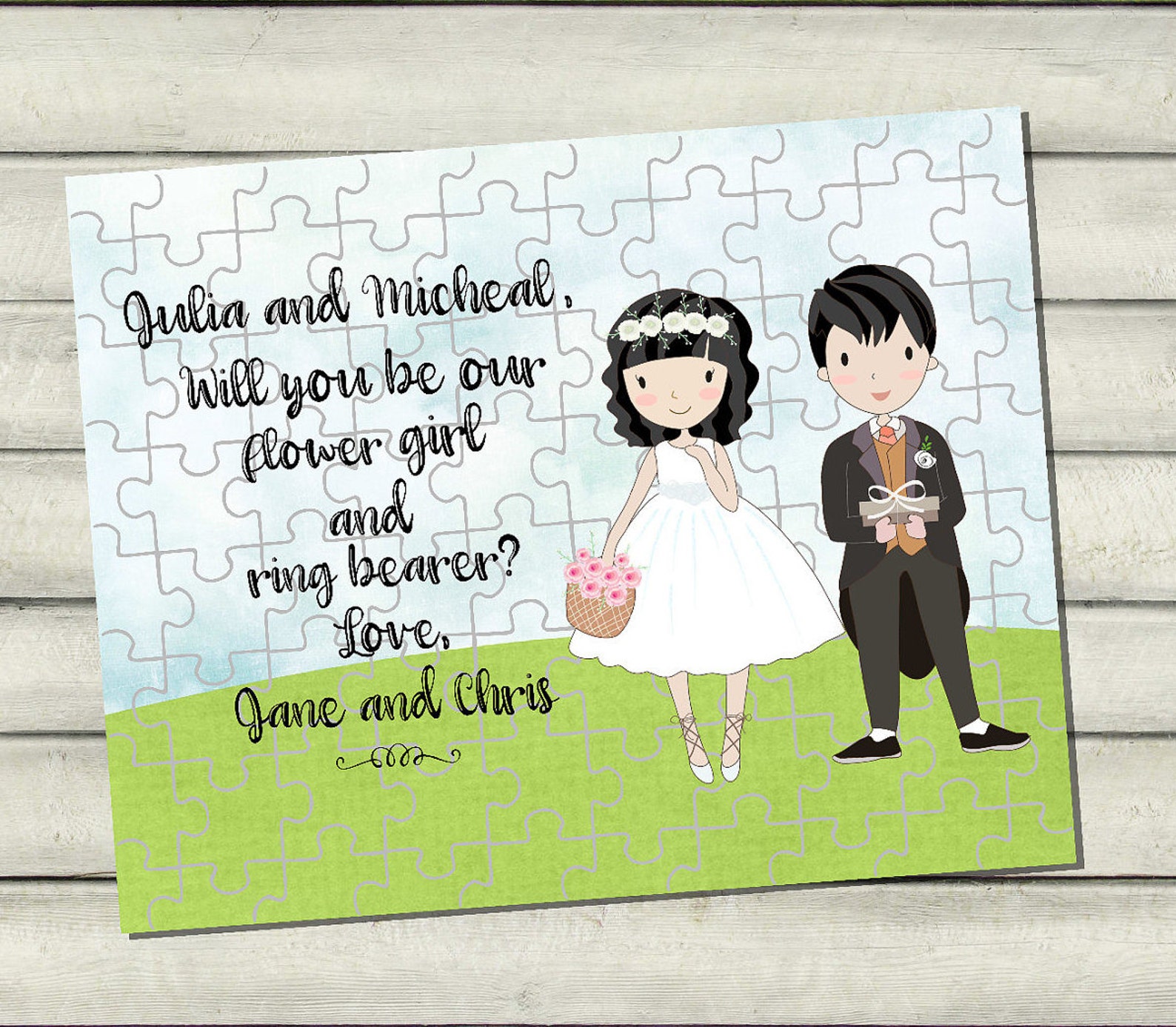 Flower Girl Puzzle Ring Bearer Puzzle Wedding Puzzle Flower Etsy