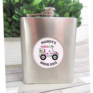 Golf FlasK Birdie Juice Golfing Flask Golf Gift Birthday Gift Retirement Gift RyElle Womans Golf Golf Cart Flask RyElle Womans Golf Gift