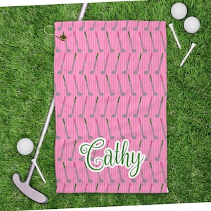Golf Towel Personalized Golf Towel Womans Golf Towel Ladies League Gift Ladies Golf Towel Mother&#39;s Day Gift Golf Gift Pink Golf Towel