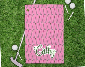 Golf Towel Personalized Golf Towel Womans Golf Towel Ladies League Gift Ladies Golf Towel Mother's Day Gift Golf Gift Pink Golf Towel