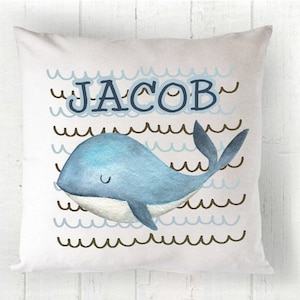 Whale Pillow Nautical Decor Beach Decor Personalized Pillow Personalized Boys Pillow Baby Pillow Personalized Baby Pillow RyElle
