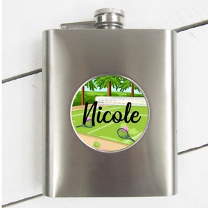 Tennis Flask Personalized Flask Tennis Gift Personalized Tennis Flask Christmas Gift Womans Flask Tennis League Gift Tennis RyElle