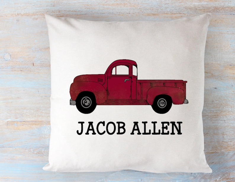 Red Truck Pillow Personalized Truck Pillow Truck Pillow Red Etsy