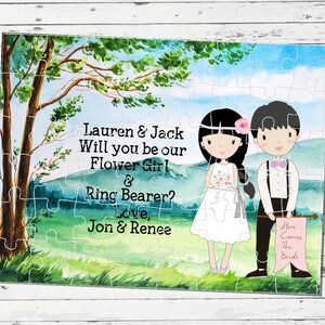 Flower Girl Puzzle Ring Bearer Puzzle Wedding Puzzle Flower Girl Gift Ring Bearer Gift Watercolor Puzzle Personalized Puzzle RyElle Wedding